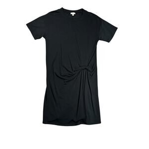 Garnet Hill Short Sleeve Dress Size Medium Black Gathered Front Casual Pullover